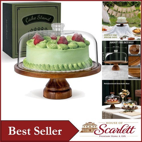 Footed wooden cake display - wooden,