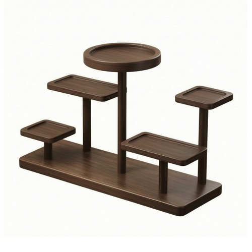 Walnut finish tiered display - finish,
