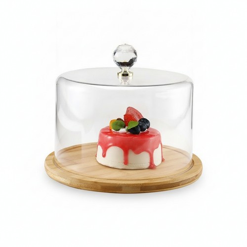 Cake stand with lid natural - with,