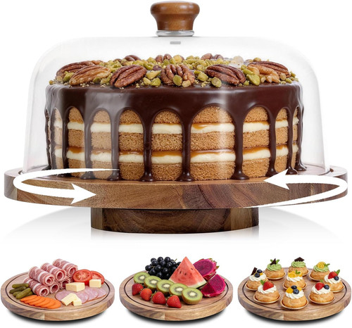 Cake stand with lid wooden - stand,