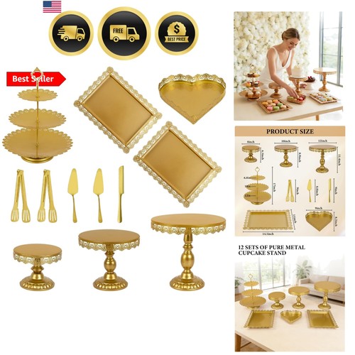 Gold cake stand set pieces - 12,