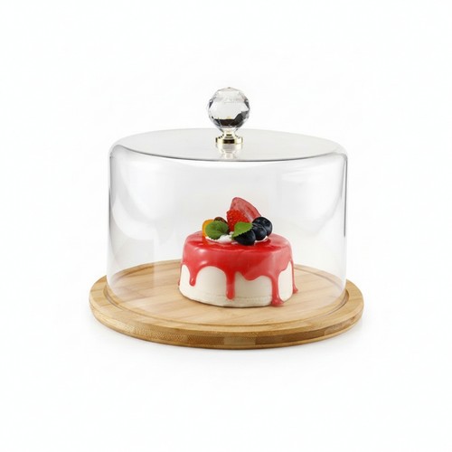 Cake stand with lid natural - with,