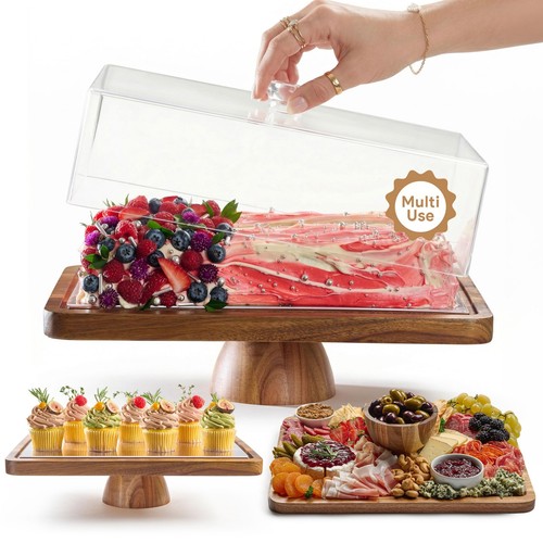 Acacia wood cake stand - cake, with