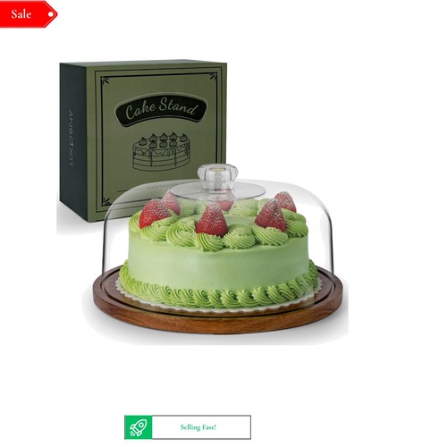 Wooden cake stand with acrylic - cake,